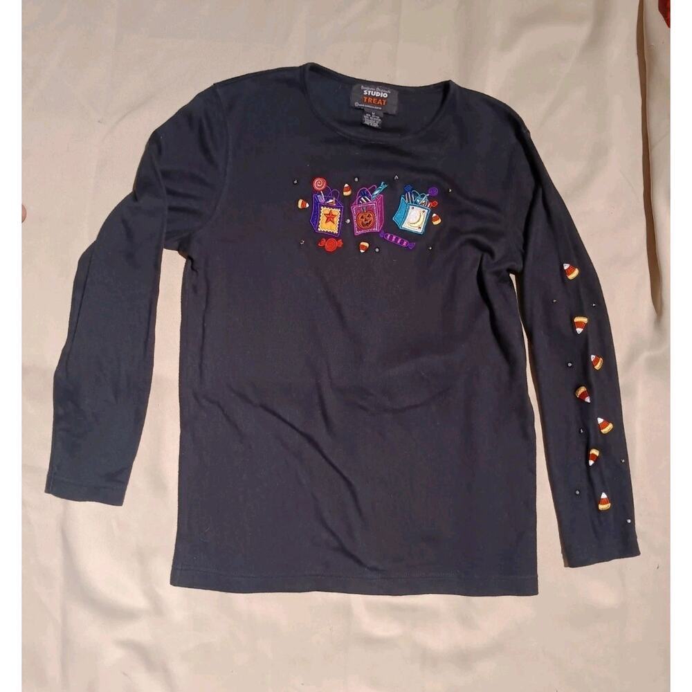 Vintage Designer Originals Studio Treat Halloween Shirt Womens Medium Black - Picture 4 of 4